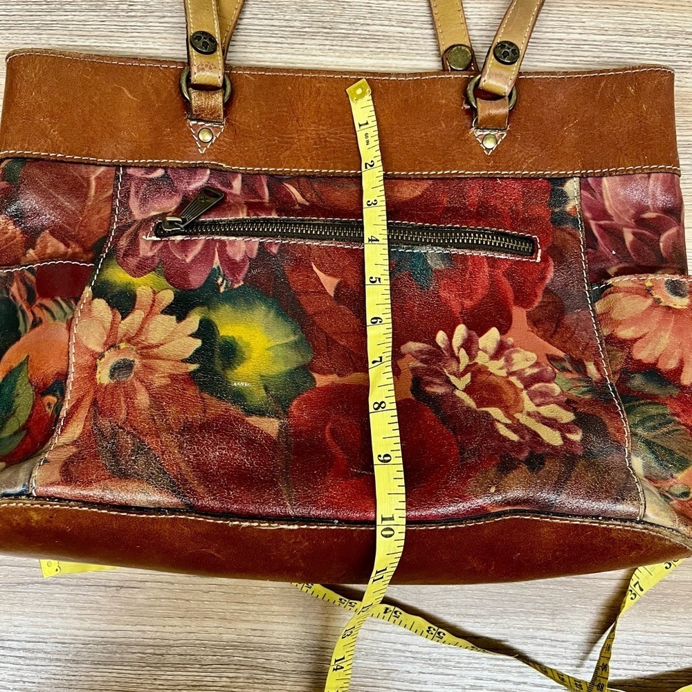 Patricia Nash Bolsena Tote English Mums Multi Brown Earthy Floral Leather Bag - Picture 5 of 12